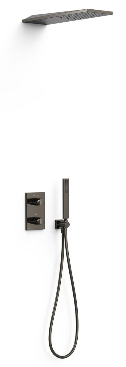 Tres Therm-Box conjunto de ducha empotrado con termostato con rociador con efecto lluvia negro 21125005KM