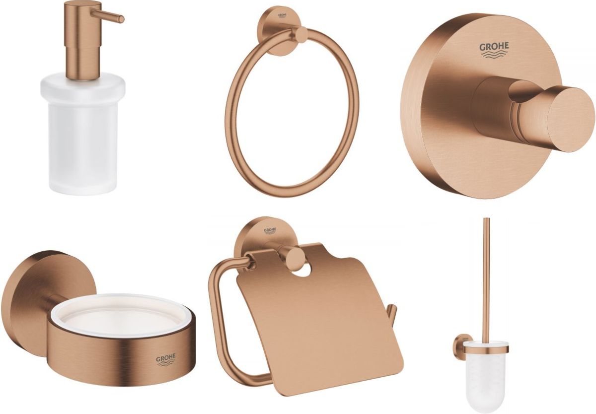 Conjunto escobilla de baño Grohe Essentials 40374DL1, portarrollos de papel higiénico Grohe Essentials 40367DL1, 40369DL1, 40365DL1, 40394DL1, 40364DL1