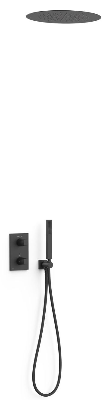 Tres Therm-Box conjunto de ducha empotrado con termostato con rociador con efecto lluvia negro 21125006NM