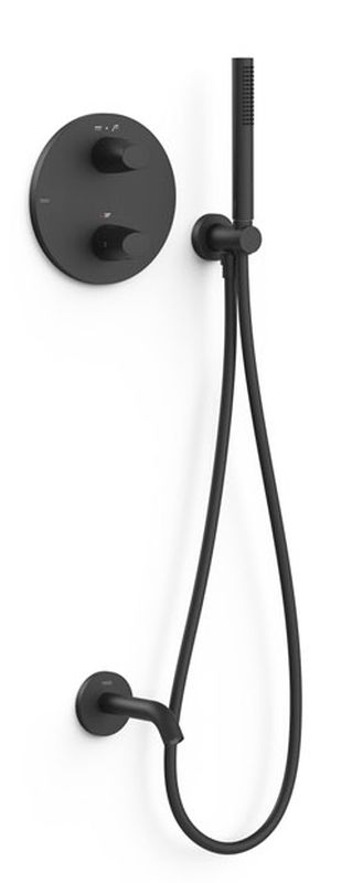 Tres Therm-Box conjunto bañera/ducha empotrado con termostato negro 28125006NM