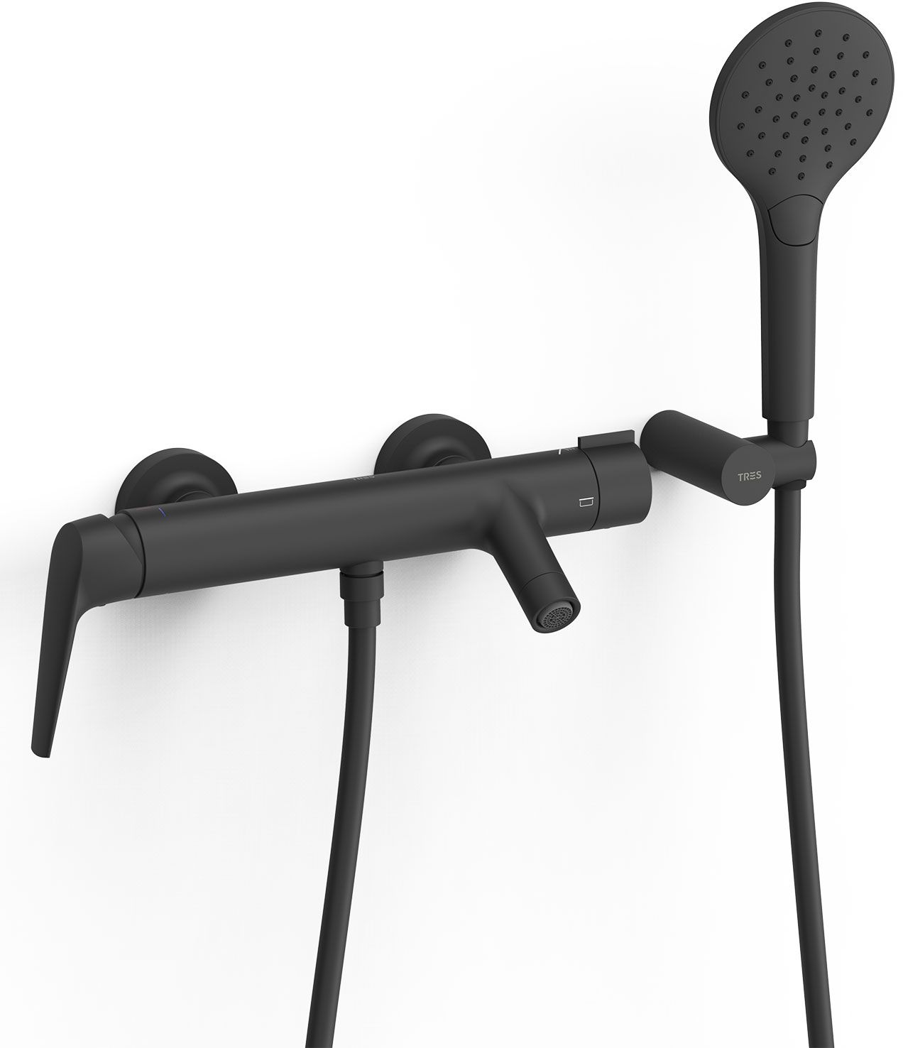 Tres Fuji grifo de bañera y ducha a pared negro 28117001NM