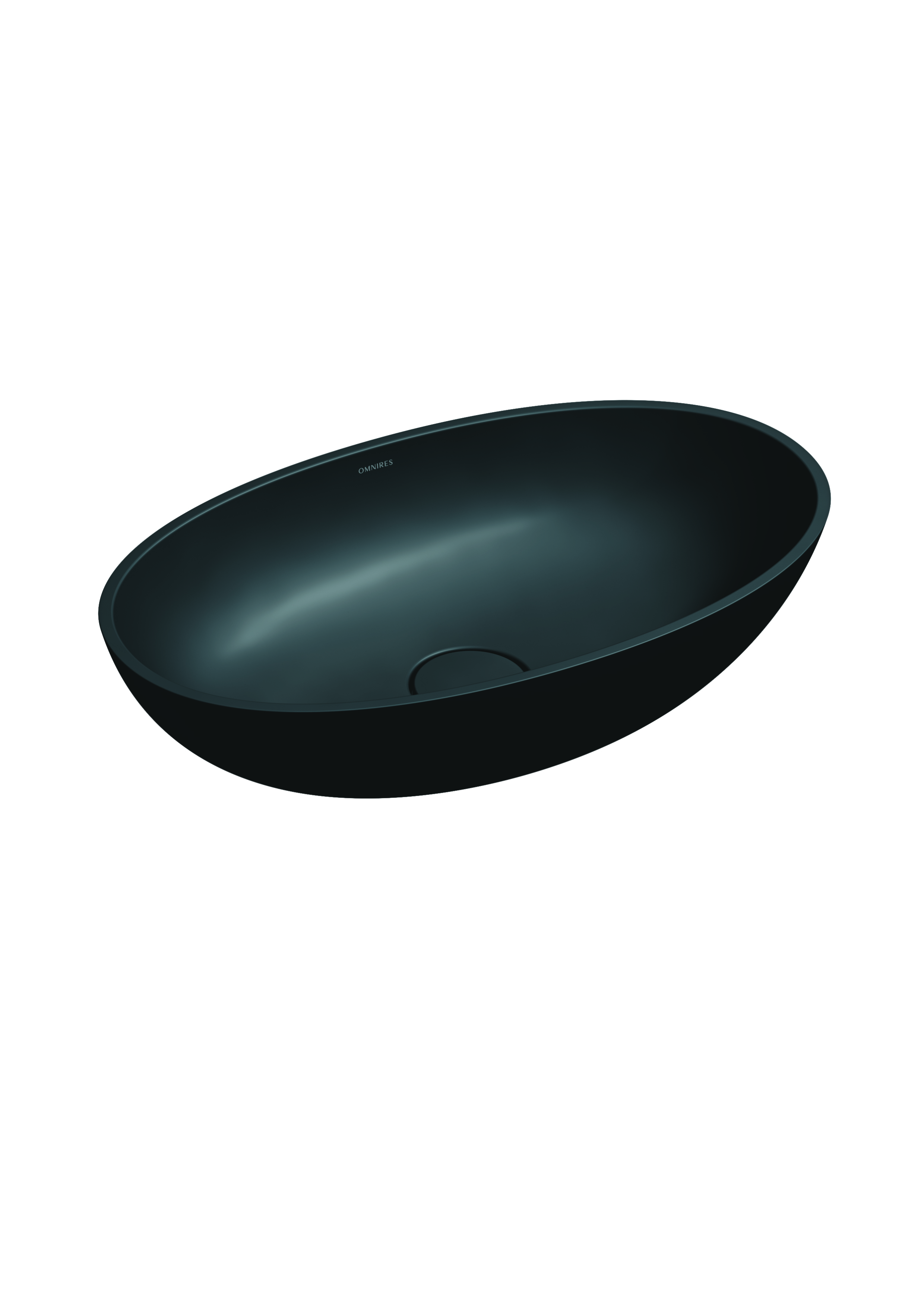 Omnires Shell M+ lavabo 60x35 cm oval sobre encimera negro SHELLUNBLV