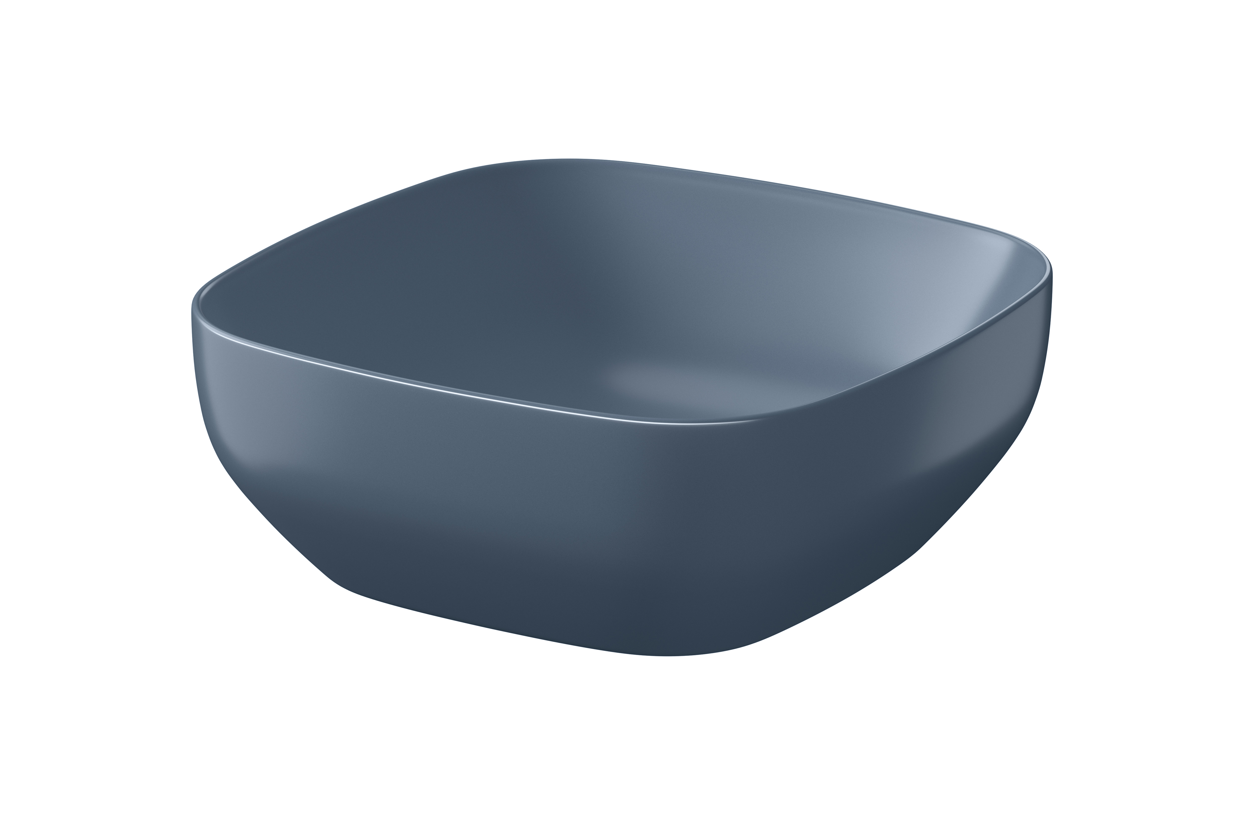 Cersanit Larga lavabo 38x38 cm cuadrada sobre encimera azul K677-064