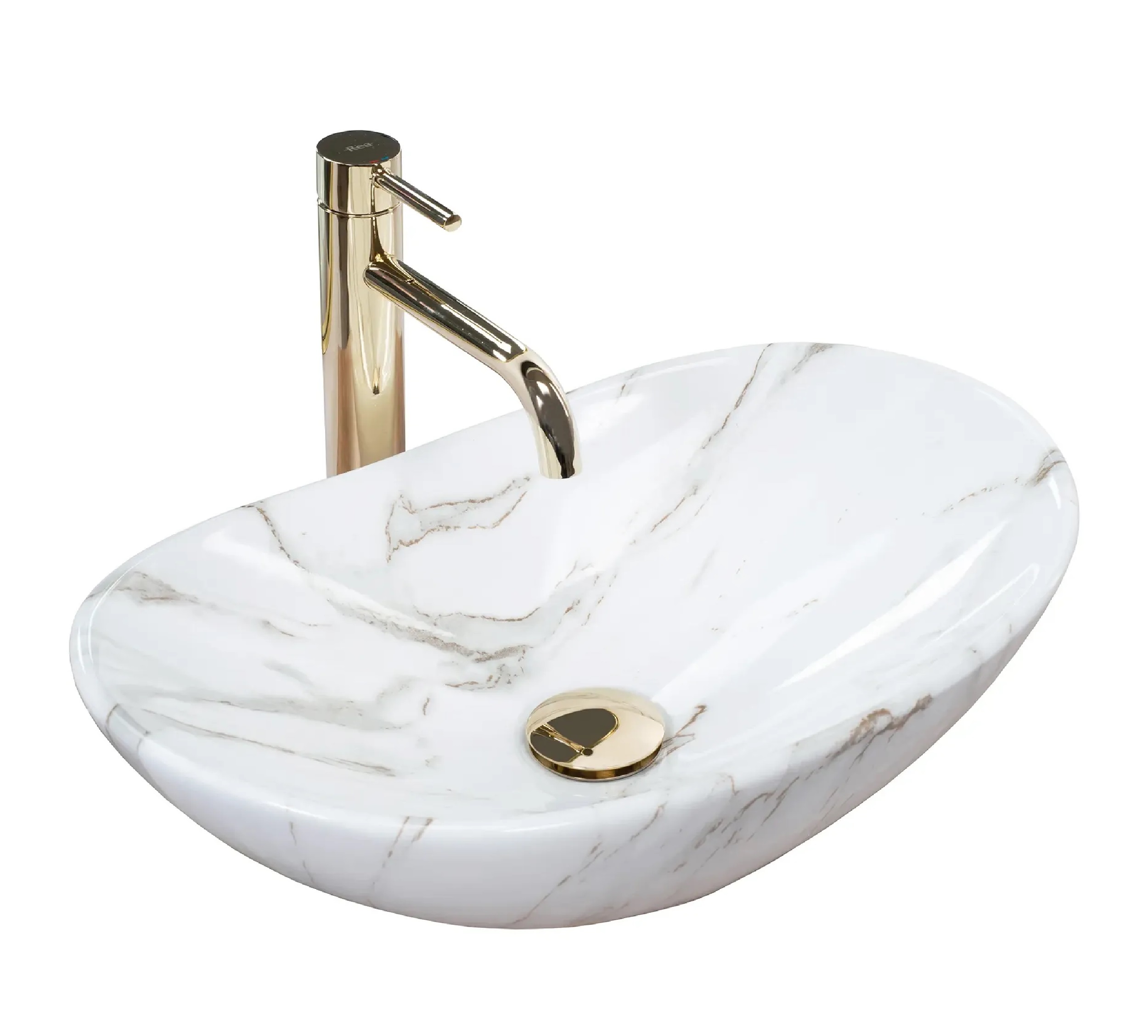 Rea Royal lavabo 48x30.5 cm oval sobre encimera gris/piedra REA-U5063
