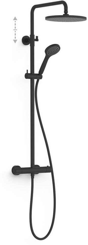 Tres Base conjunto de ducha a pared con termostato con rociador con efecto lluvia negro 21639502NM