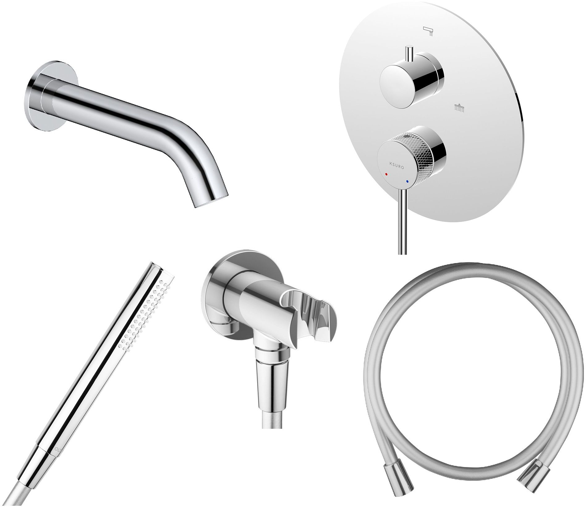 Conjunto grifo de bañera y ducha Ksuro 01 13002010, caño de grifo Oltens Molle 39100100, 37102100, 39304100, 37200100
