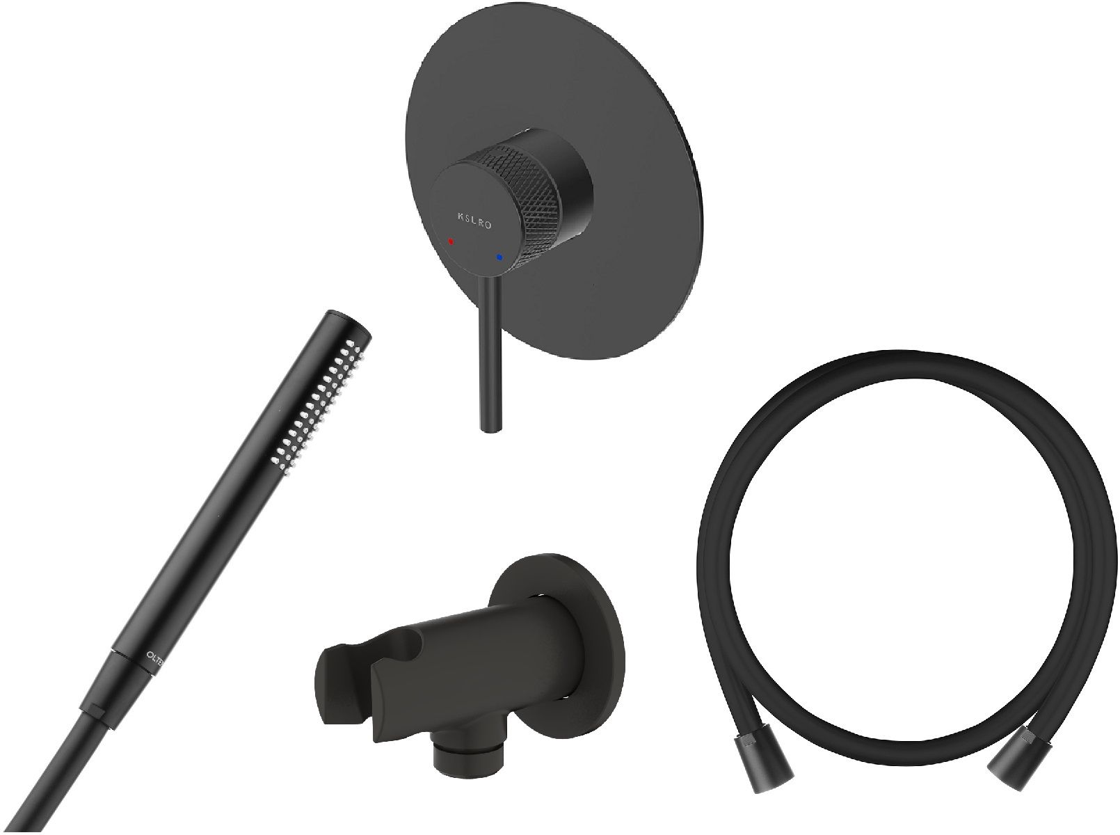 Conjunto grifo para ducha Ksuro 01 12000030, conector angular con soporte Oltens Hvita 39304300, 37102300, 37200300