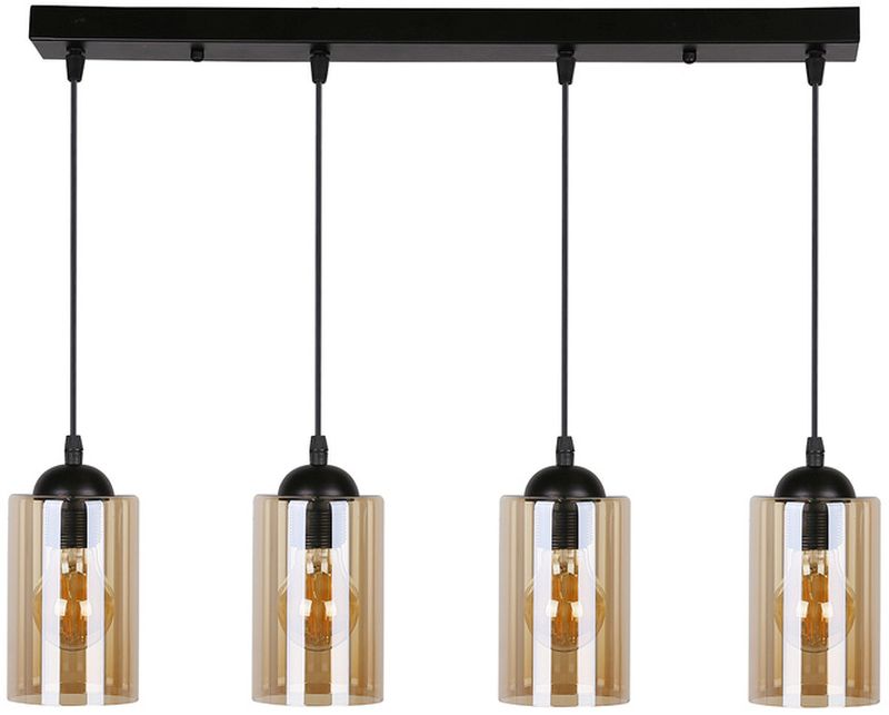 Candellux Bistro lámpara colgante 4x40 W negro-ámbar 34-00552