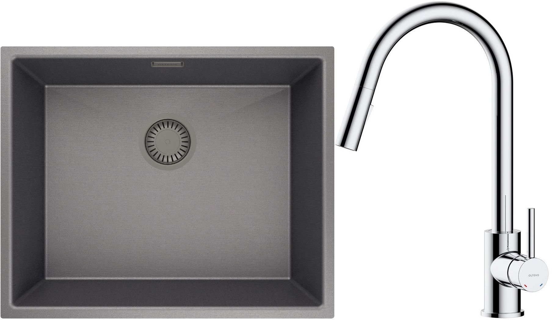Conjunto fregadero de acero Oltens Stalvask 71101300, grifo de cocina Oltens Litla 35204100