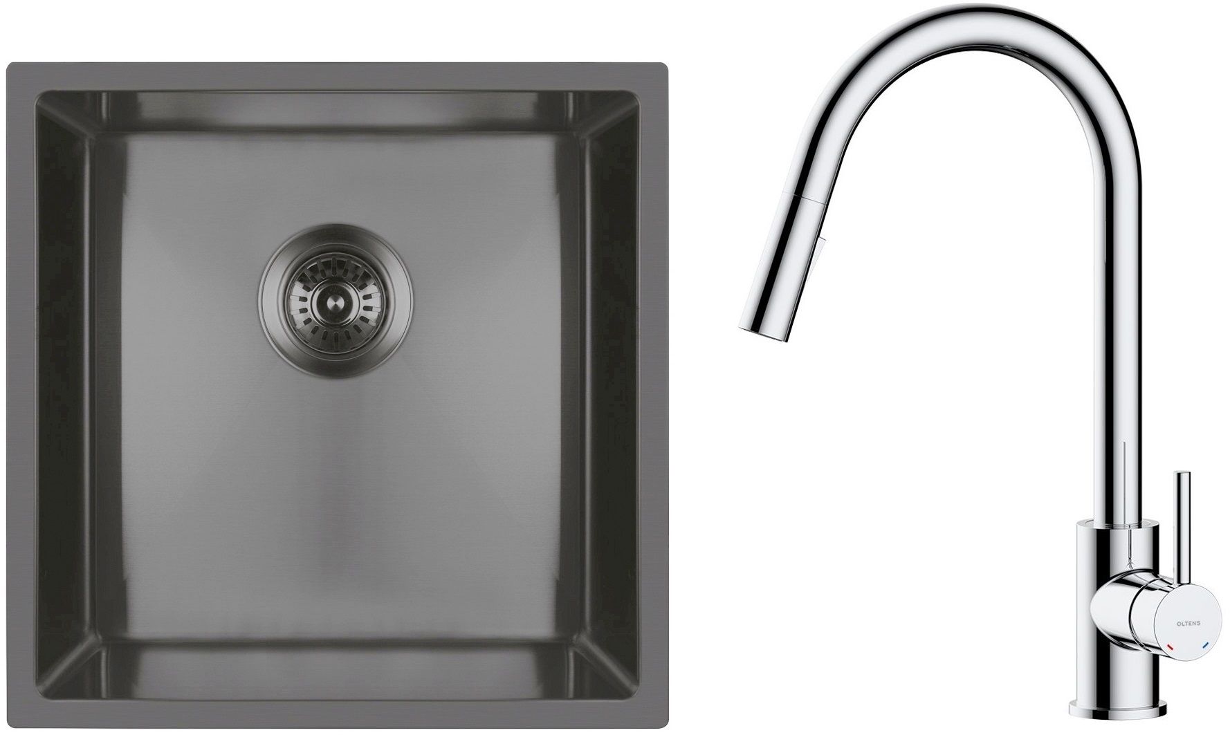 Conjunto fregadero de acero Oltens Stalvask 71100300, grifo de cocina Oltens Litla 35204100