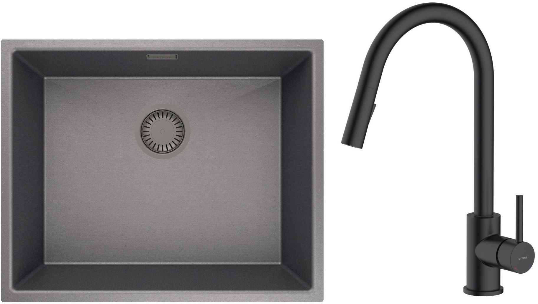 Conjunto fregadero de acero Oltens Stalvask 71101300, grifo de cocina Oltens Litla 35204300