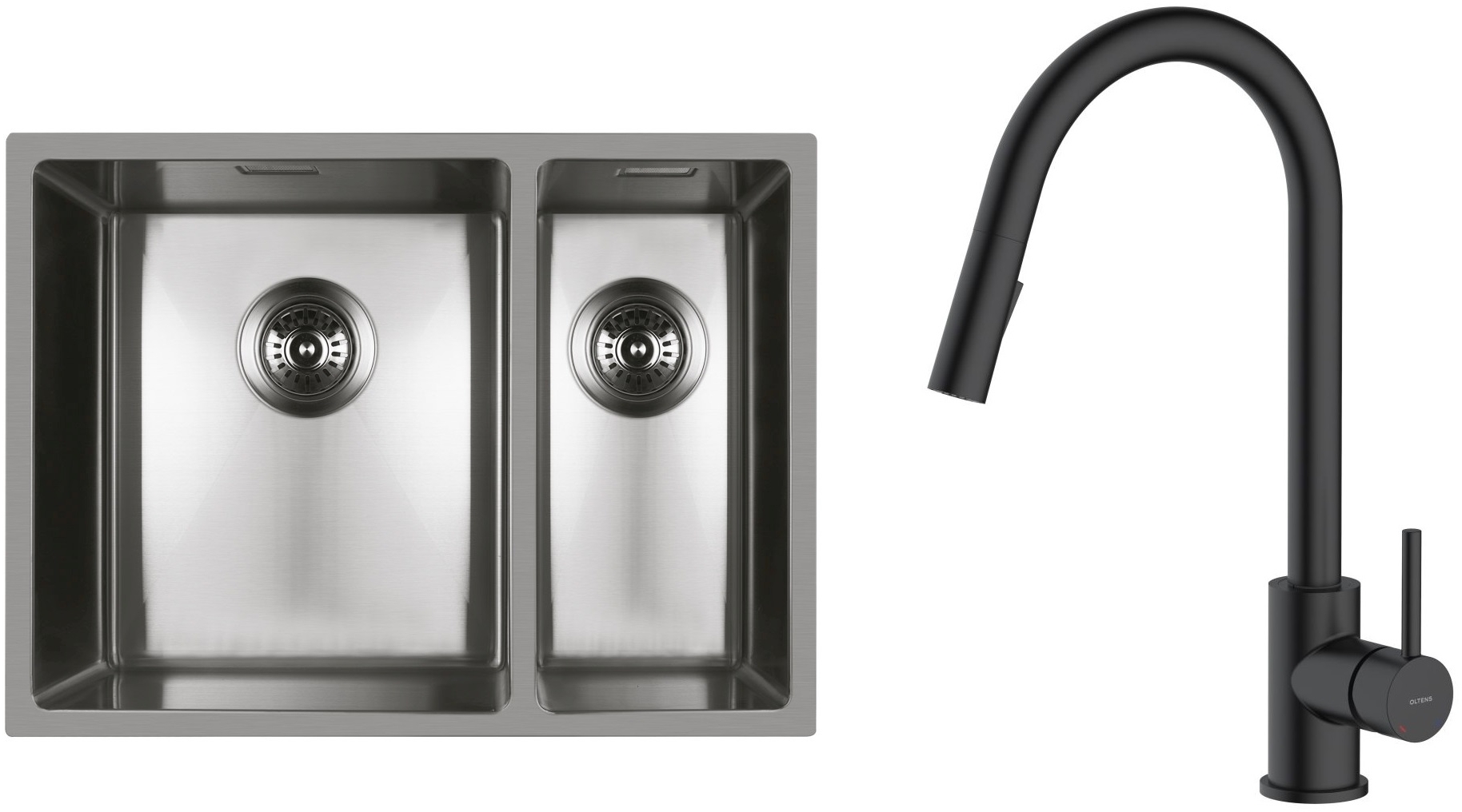 Conjunto fregadero de acero Oltens Stalvask 71200100, grifo de cocina Oltens Litla 35204300