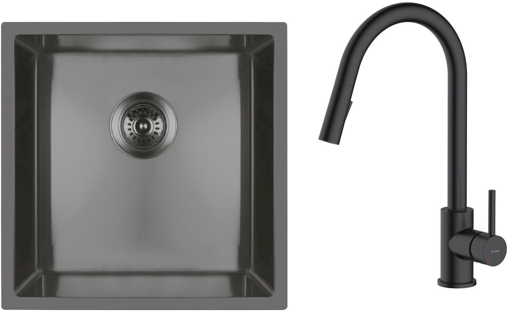 Conjunto fregadero de acero Oltens Stalvask 71100300, grifo de cocina Oltens Litla 35204300