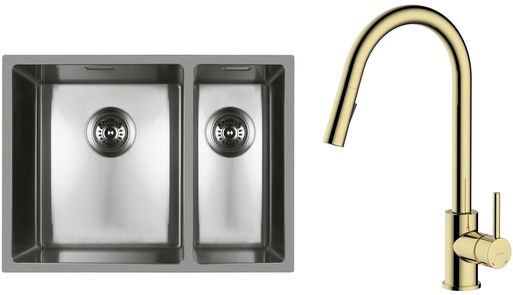 Conjunto fregadero de acero Oltens Stalvask 71200100, grifo de cocina Oltens Litla 35204800