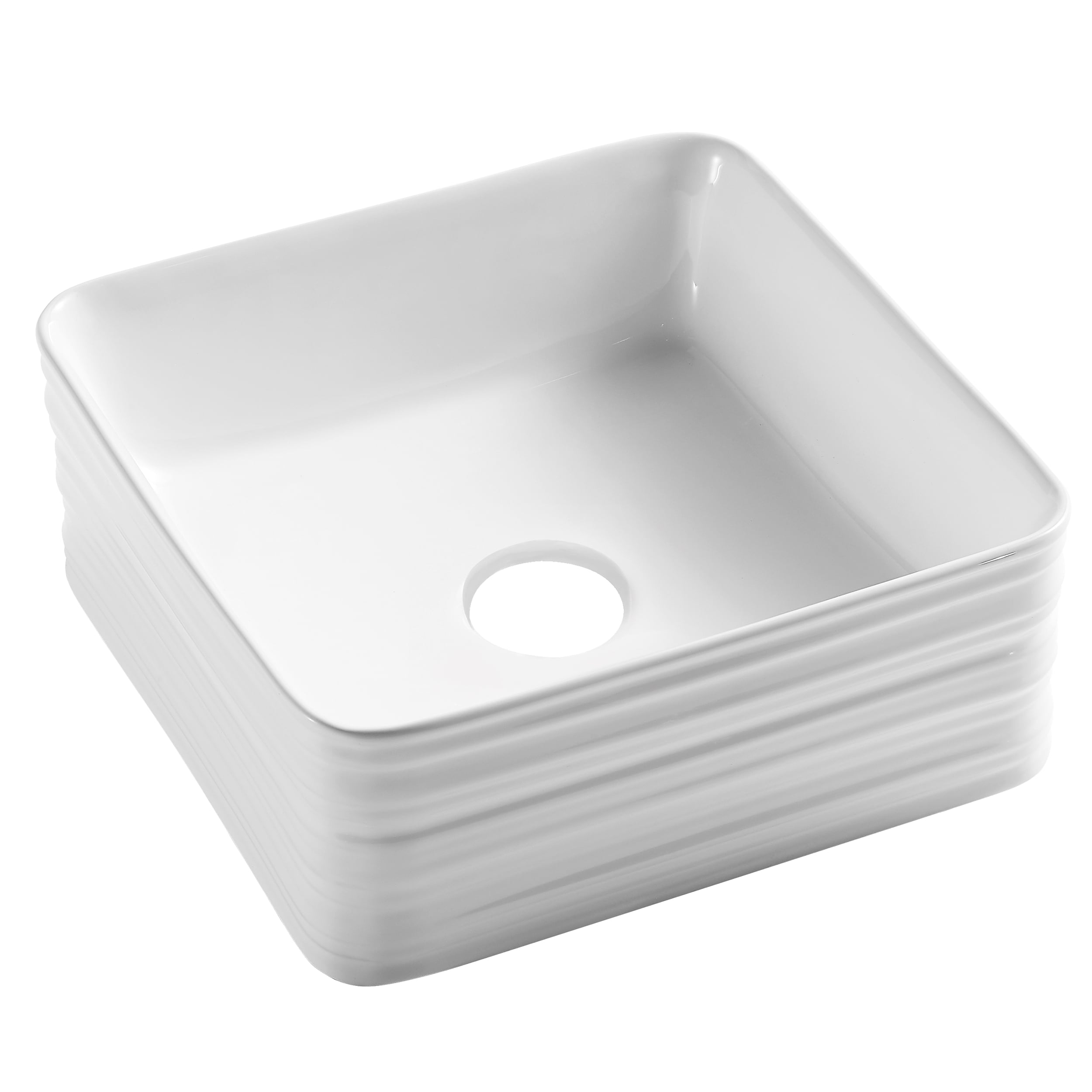 Invena Akte lavabo 38x38 cm cuadrada sobre encimera blanco CE-54-K01