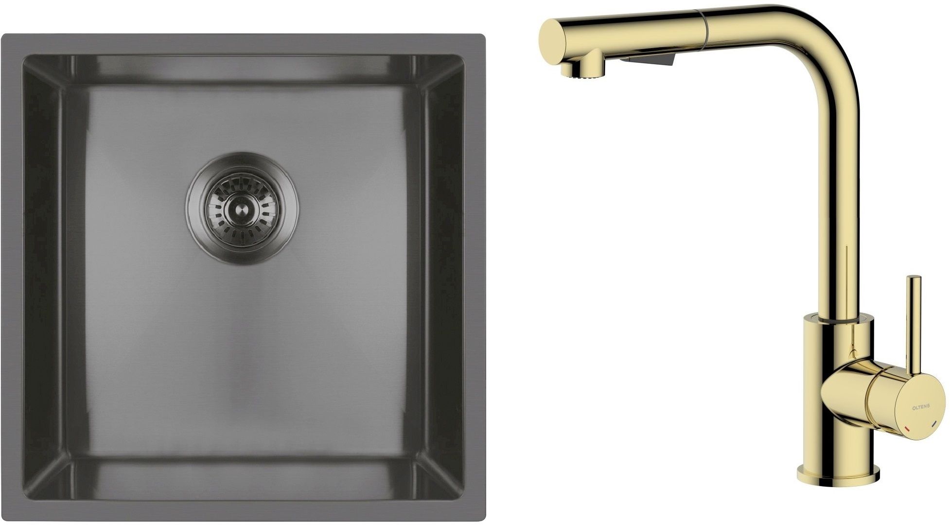 Conjunto fregadero de acero Oltens Stalvask 71100300, grifo de cocina Oltens Myvat 35205800