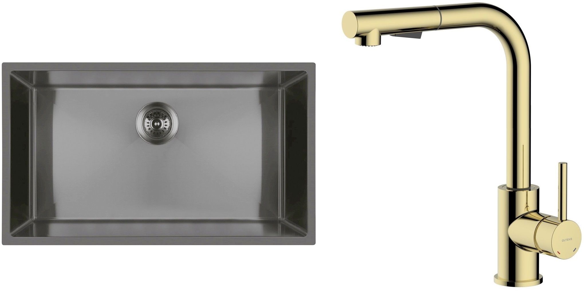 Conjunto fregadero de acero Oltens Stalvask 71102300, grifo de cocina Oltens Myvat 35205800