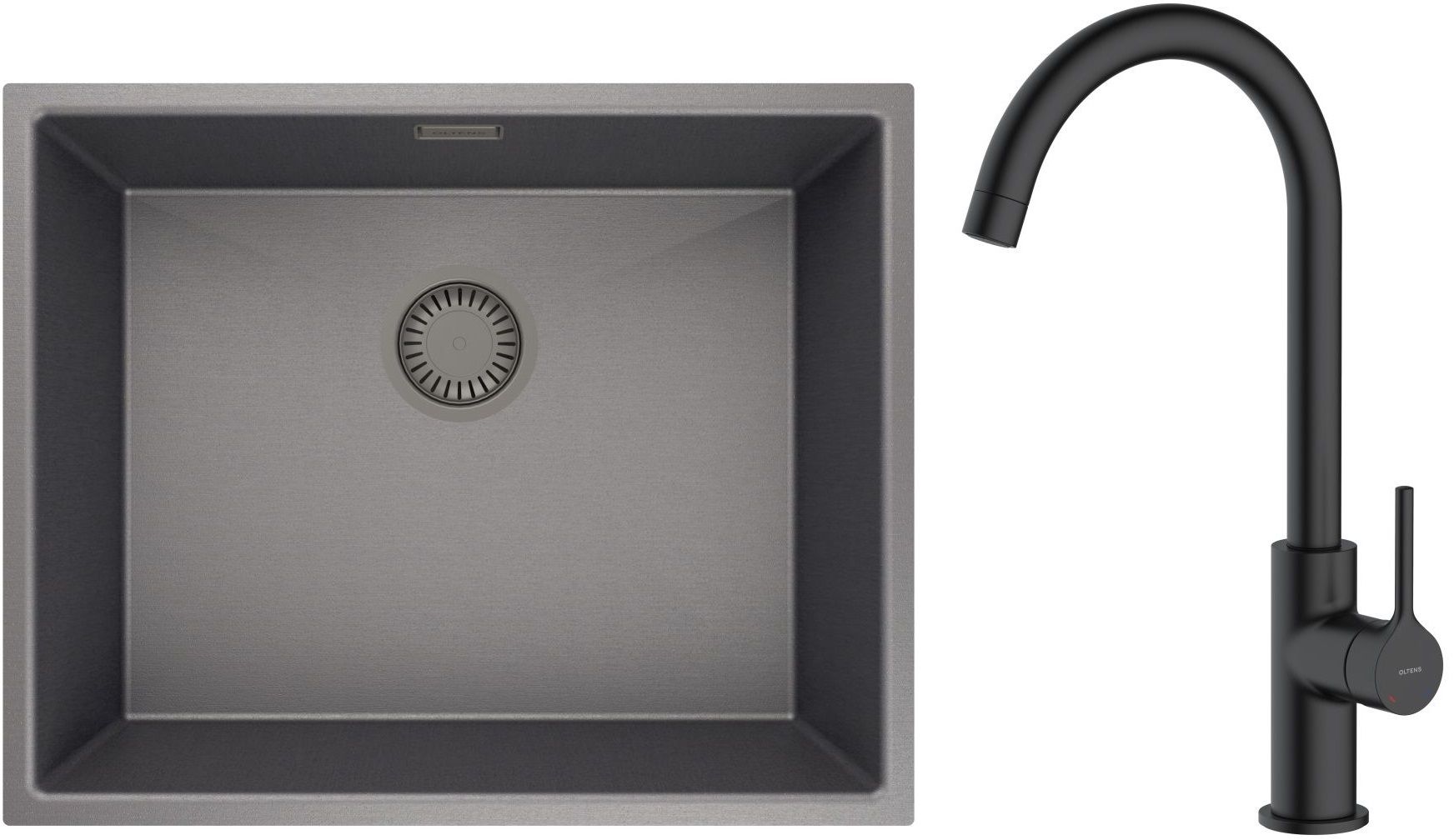 Conjunto fregadero de acero Oltens Stalvask 71101300, grifo de cocina Oltens Skafta 35206300