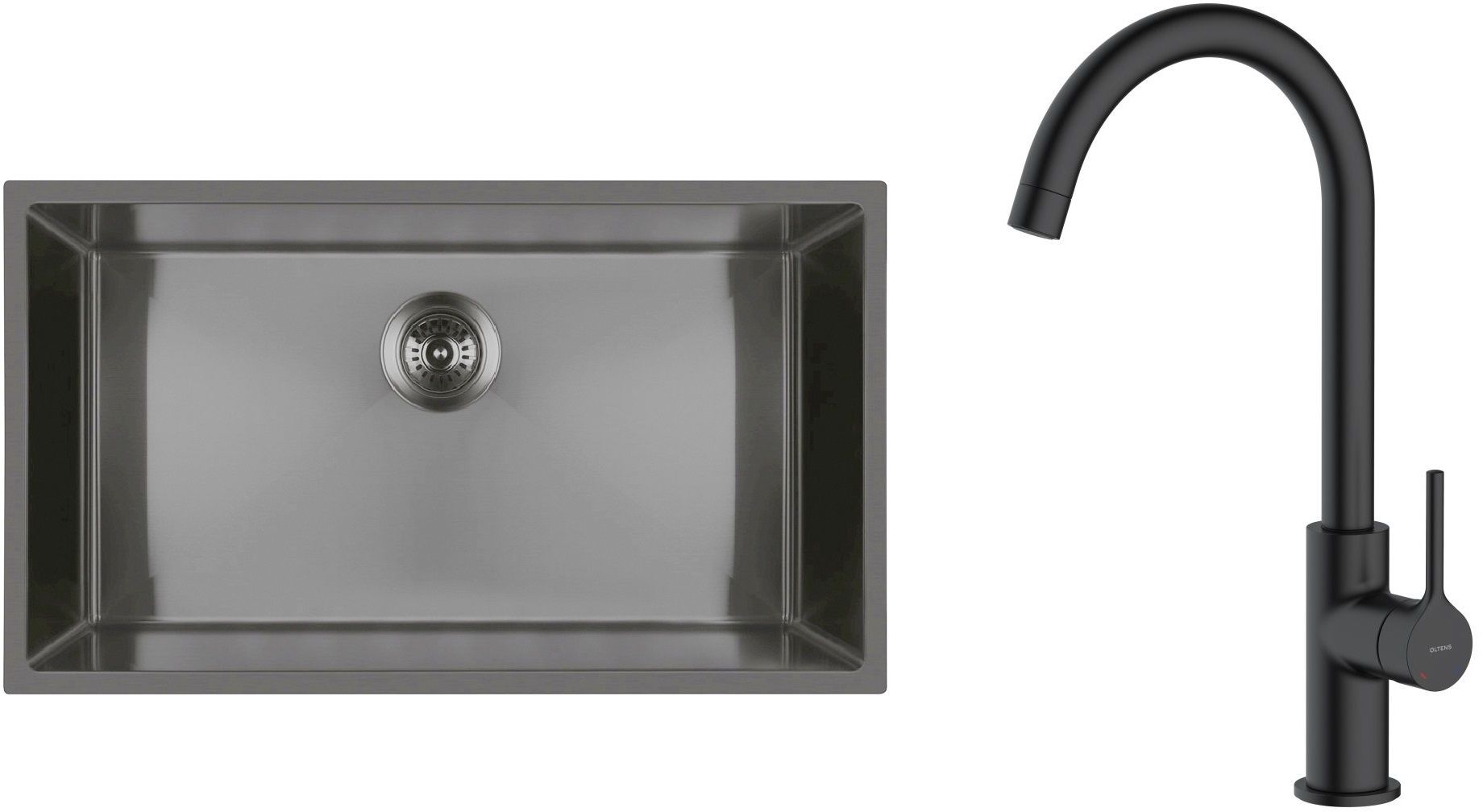 Conjunto fregadero de acero Oltens Stalvask 71102300, grifo de cocina Oltens Skafta 35206300
