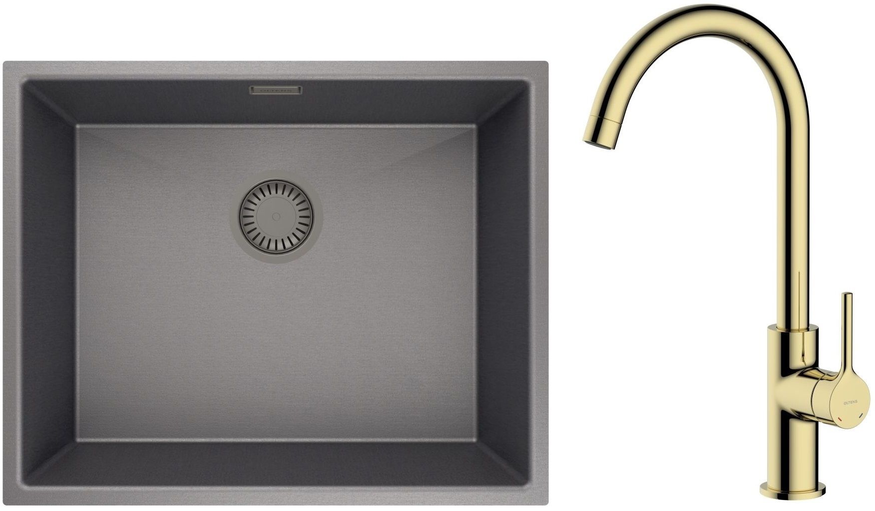 Conjunto fregadero de acero Oltens Stalvask 71101300, grifo de cocina Oltens Skafta 35206800