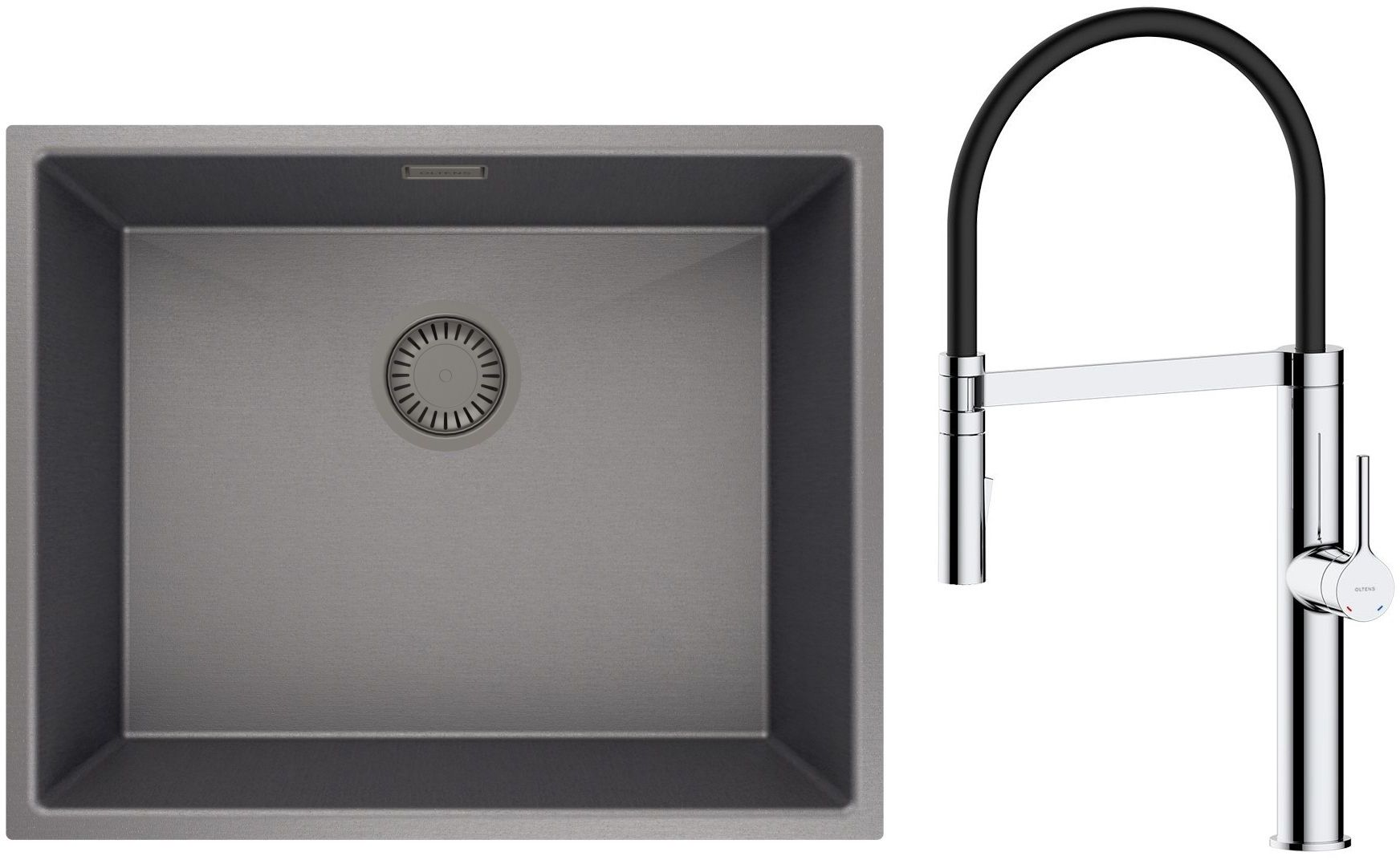 Conjunto fregadero de acero Oltens Stalvask 71101300, grifo de cocina Oltens Borga 35207100