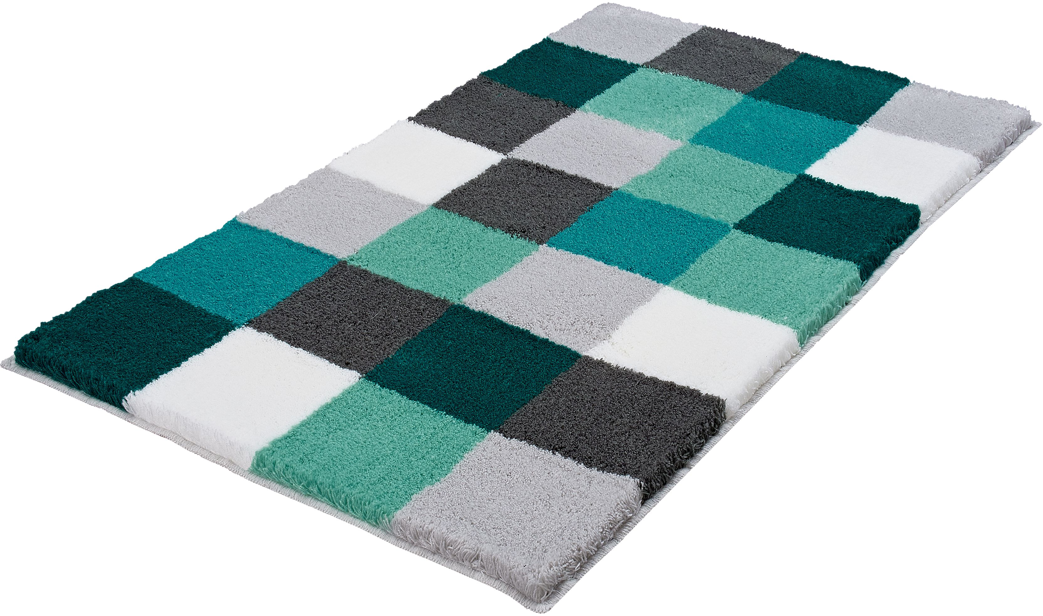 Kleine Wolke Caro alfombrilla para baño 150x85 cm rectangular blanco-gris-negro-verde-mezcla de colores 5426675453