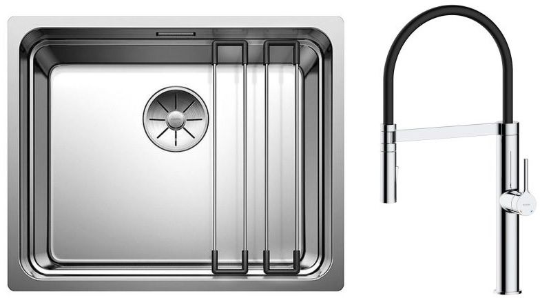 Conjunto fregadero de acero Blanco Etagon 500-U 521841, grifo de cocina Oltens Borga 35207100