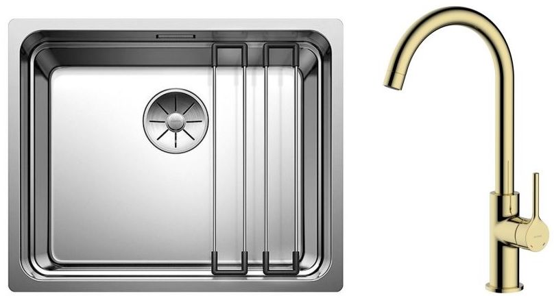 Conjunto fregadero de acero Blanco Etagon 500-U 521841, grifo de cocina Oltens Skafta 35206800