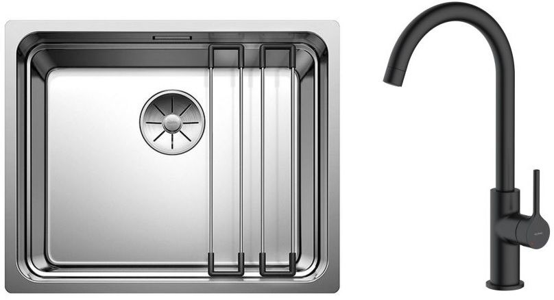 Conjunto fregadero de acero Blanco Etagon 500-U 521841, grifo de cocina Oltens Skafta 35206300