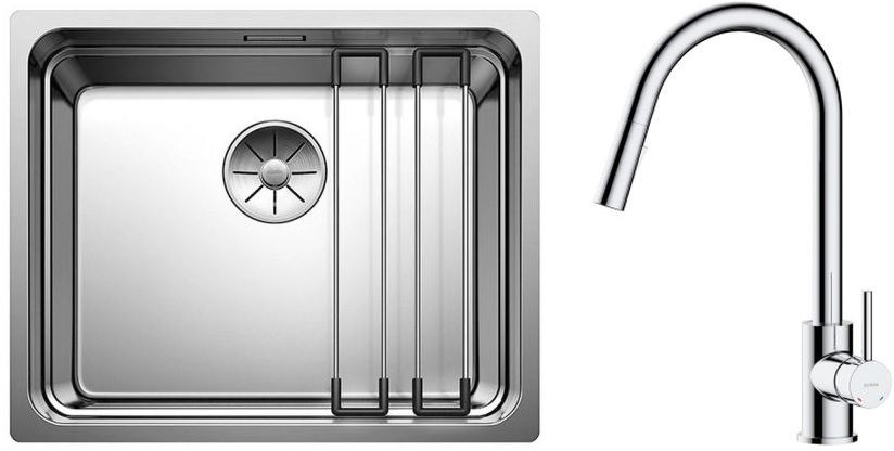 Conjunto fregadero de acero Blanco Etagon 500-U 521841, grifo de cocina Oltens Litla 35204100