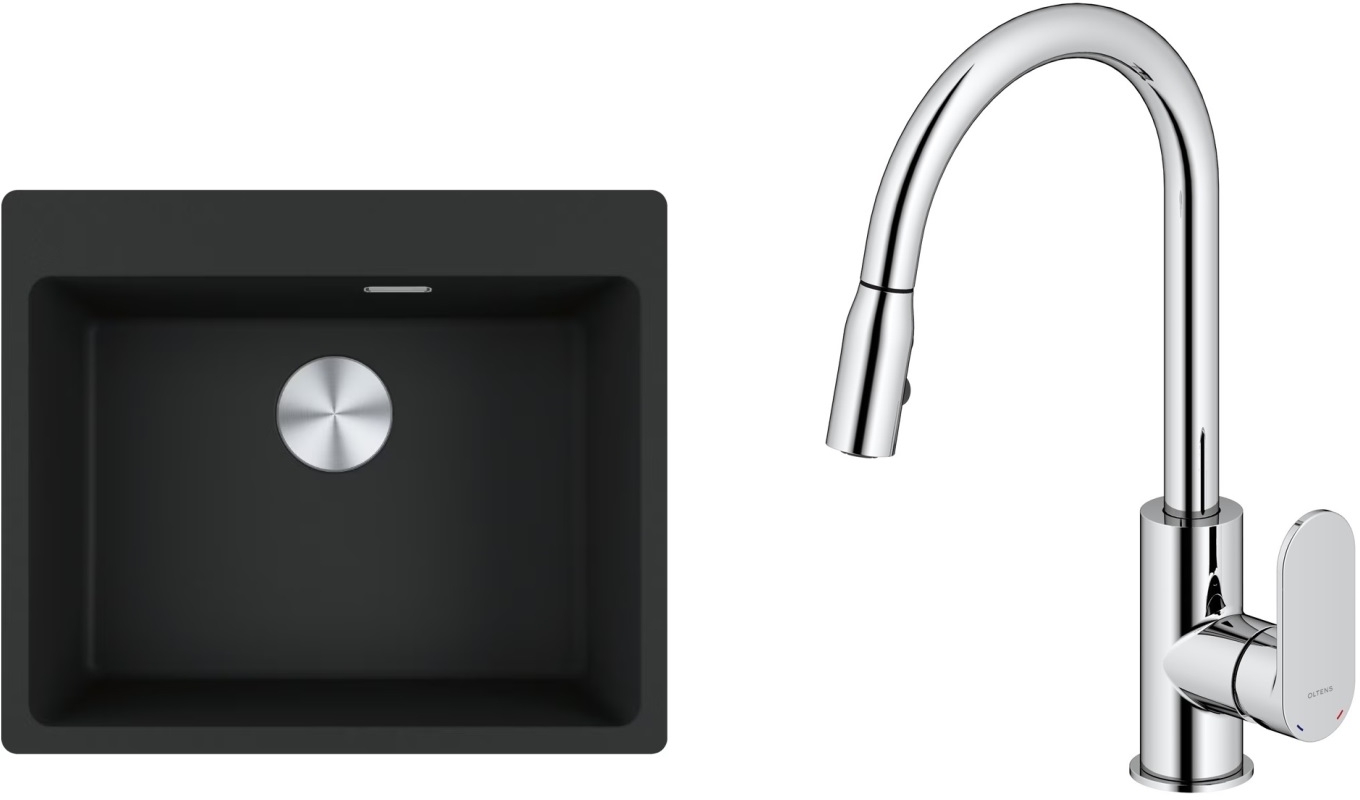 Conjunto fregadero de granito Franke Maris 114.0661.699, grifo de cocina Oltens Lista 35202100