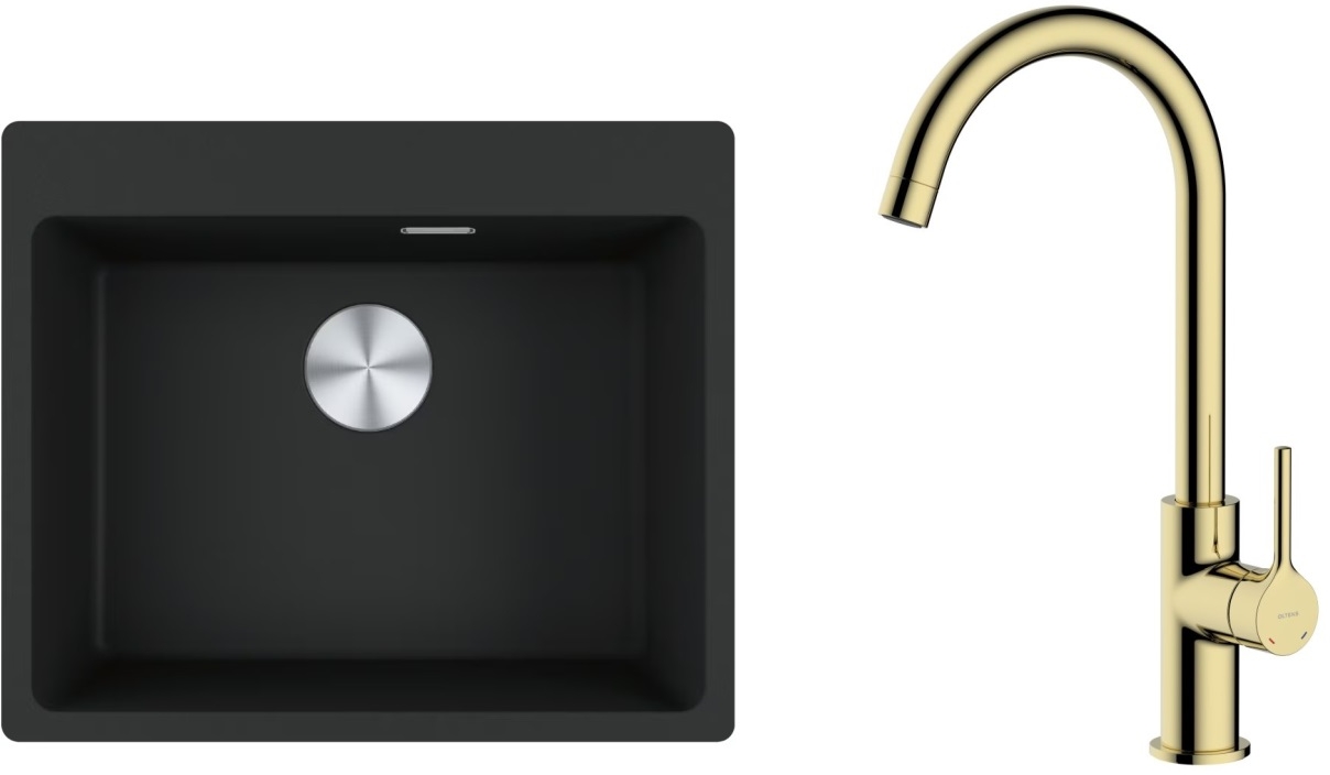 Conjunto fregadero de granito Franke Maris 114.0661.699, grifo de cocina Oltens Skafta 35206800