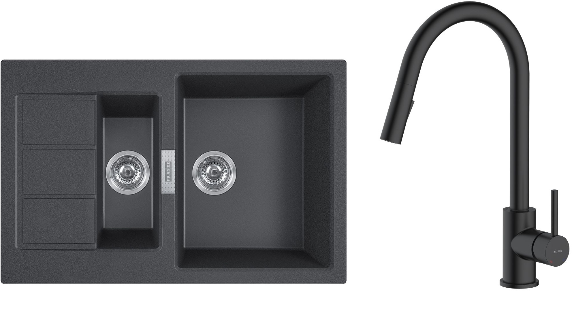 Conjunto fregadero Tectonite Franke Sirius 2.0 143.0618.687, grifo de cocina Oltens Litla 35204300