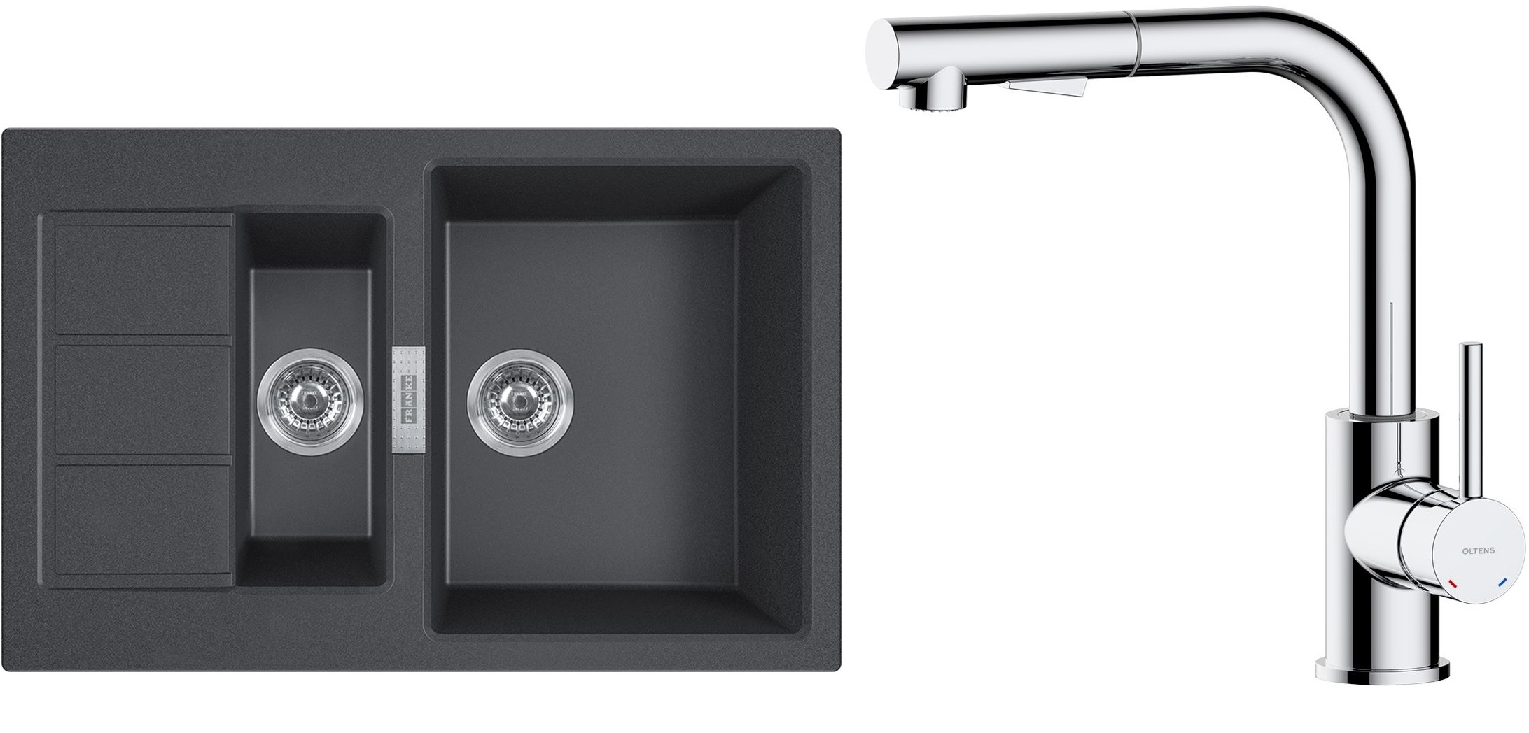 Conjunto fregadero Tectonite Franke Sirius 2.0 143.0618.687, grifo de cocina Oltens Myvat 35205100