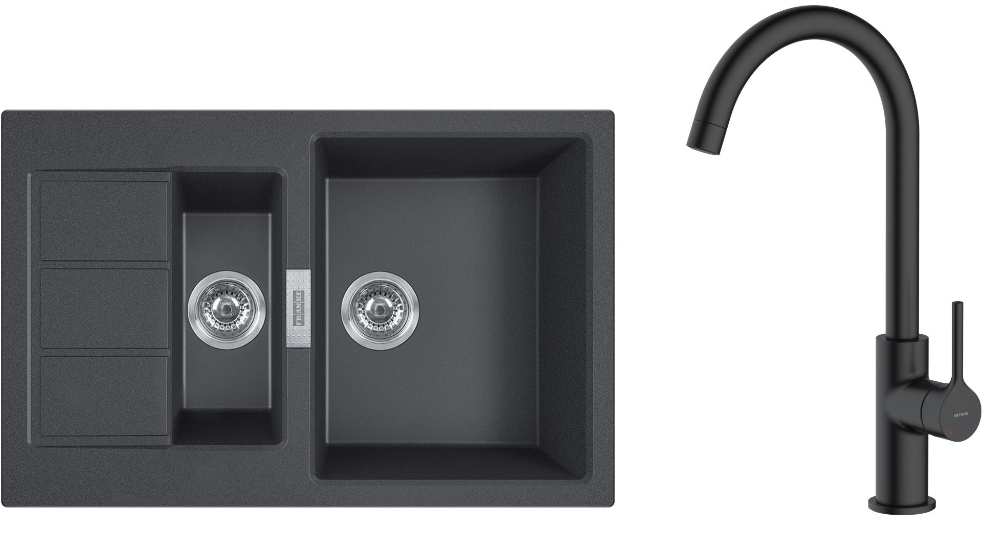 Conjunto fregadero Tectonite Franke Sirius 2.0 143.0618.687, grifo de cocina Oltens Skafta 35206300