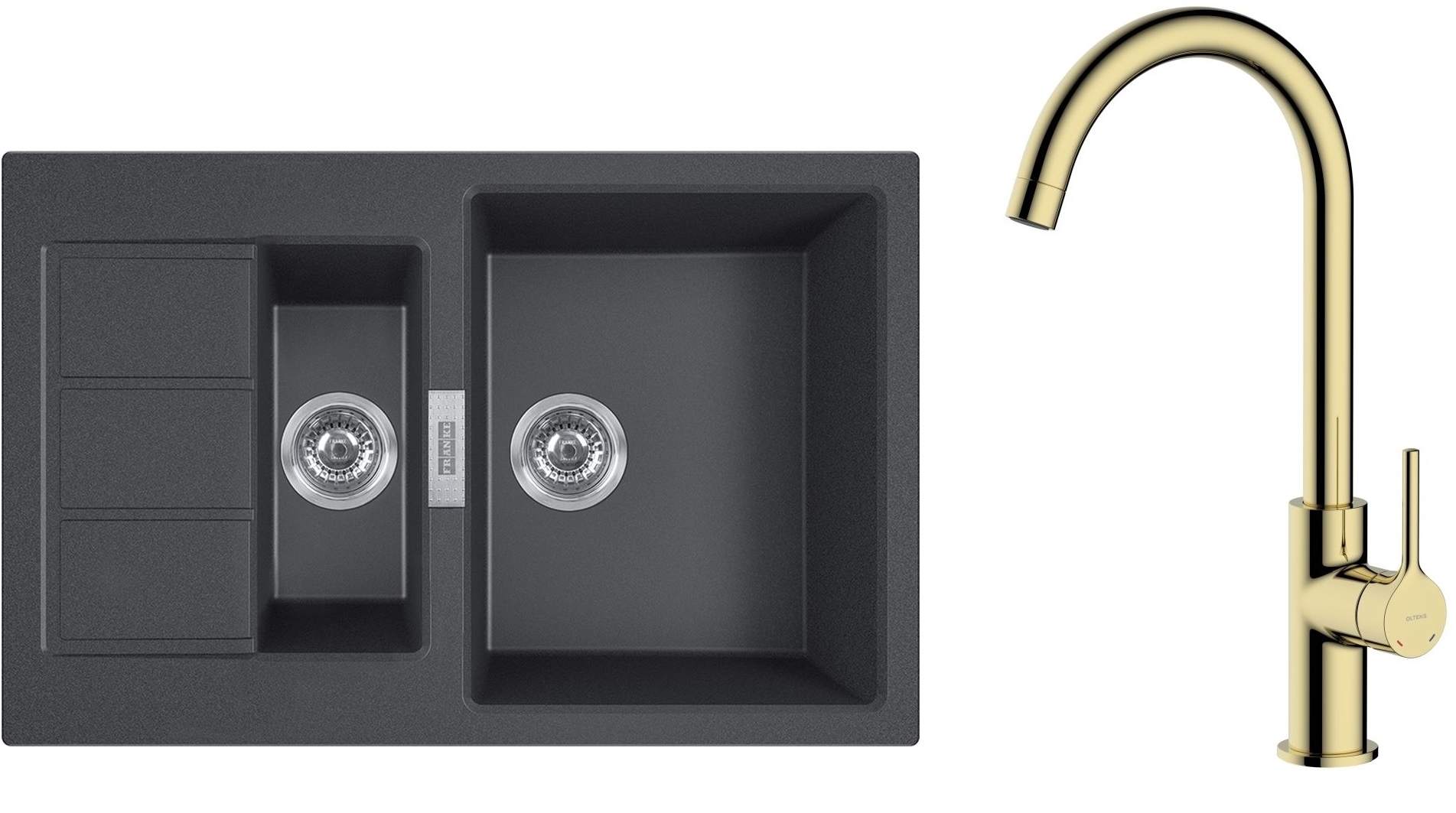 Conjunto fregadero Tectonite Franke Sirius 2.0 143.0618.687, grifo de cocina Oltens Skafta 35206800