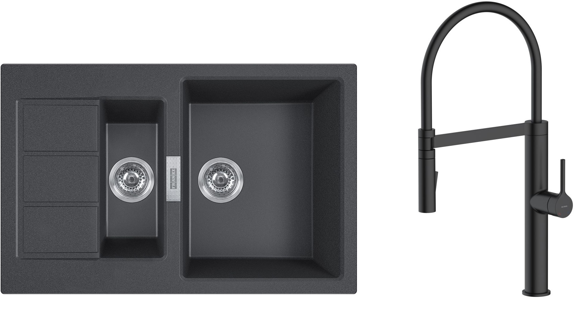 Conjunto grifo de cocina Oltens Borga 35207300, fregadero Tectonite Franke Sirius 2.0 143.0618.687