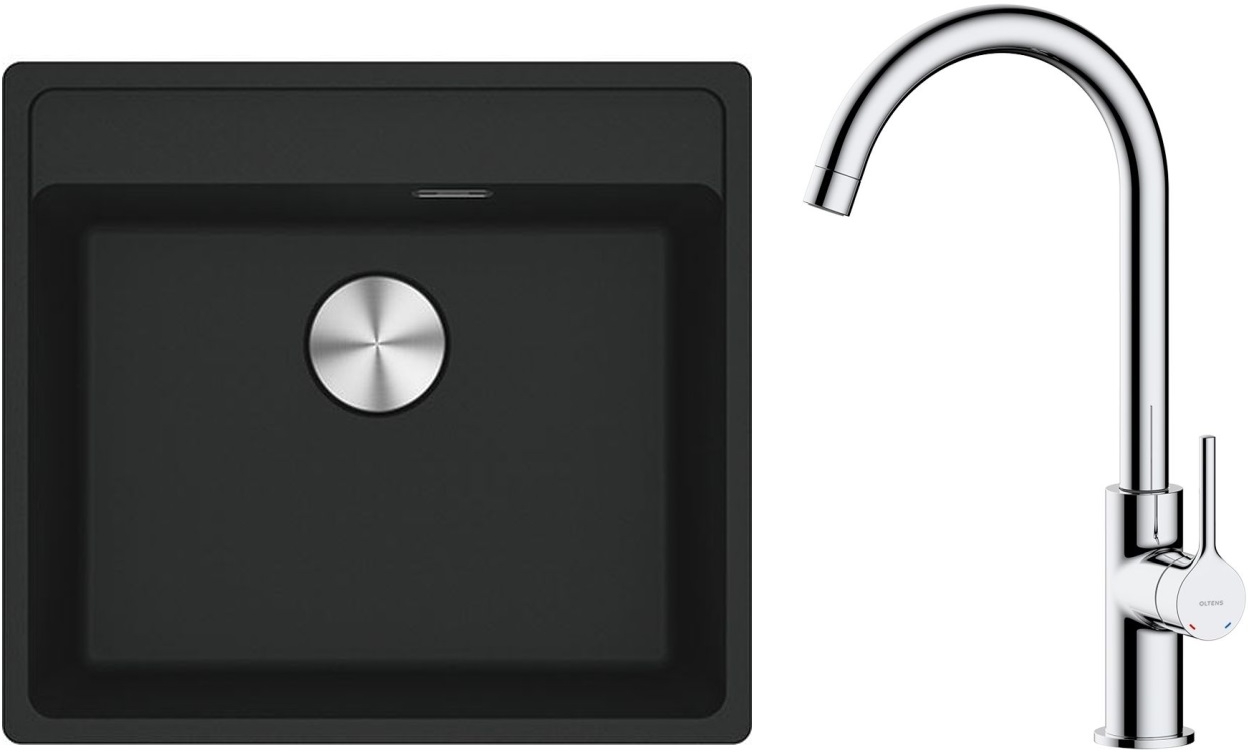 Conjunto fregadero de granito Franke Maris 114.0661.642, grifo de cocina Oltens Skafta 35206100