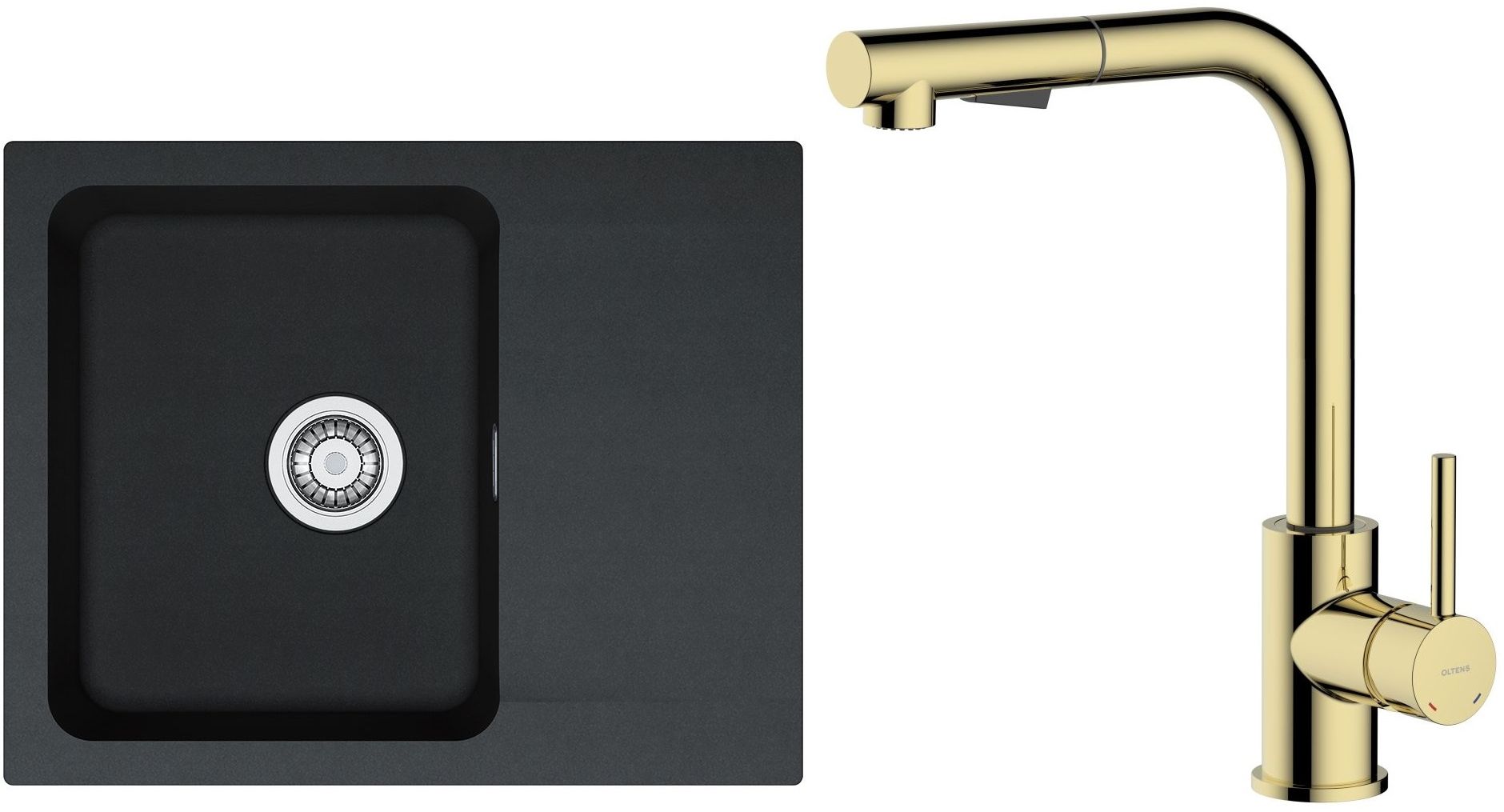 Conjunto grifo de cocina Oltens Myvat 35205800, fregadero Tectonite Franke Orion 114.0286.441