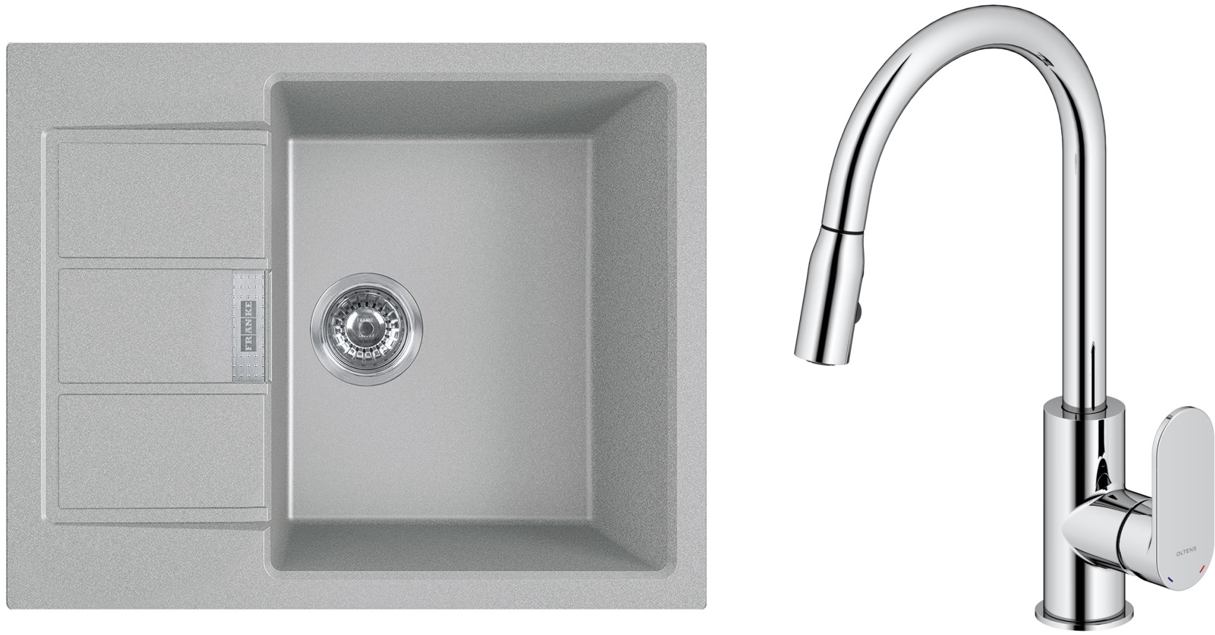 Conjunto fregadero Tectonite Franke Sirius 2.0 143.0618.668, grifo de cocina Oltens Lista 35202100