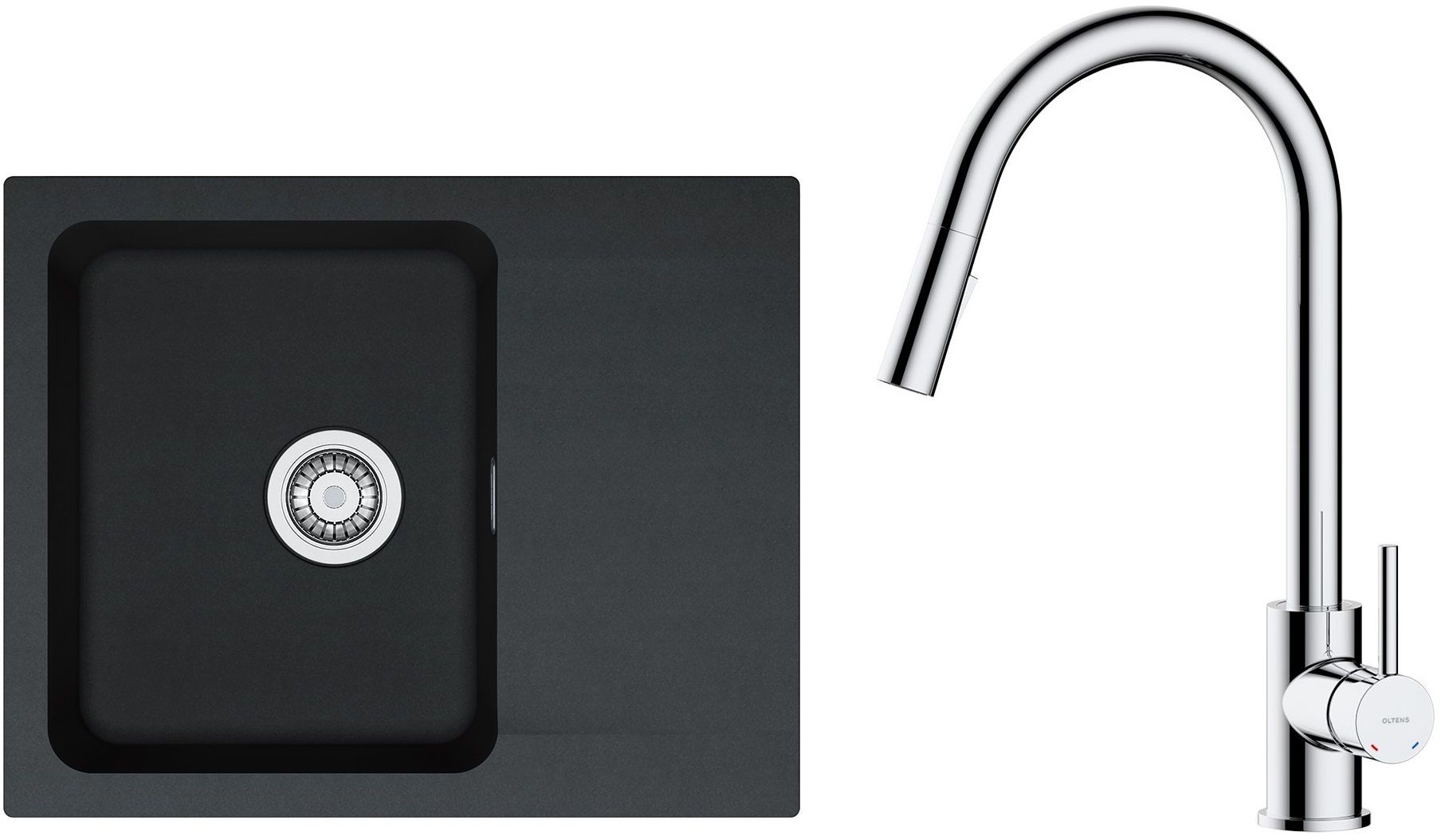 Conjunto grifo de cocina Oltens Litla 35204100, fregadero Tectonite Franke Orion 114.0286.441