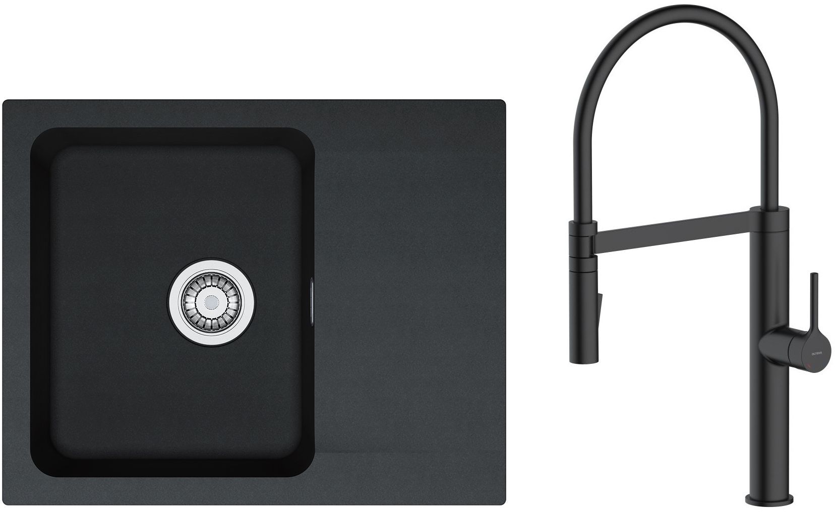 Conjunto grifo de cocina Oltens Borga 35207300, fregadero Tectonite Franke Orion 114.0286.441