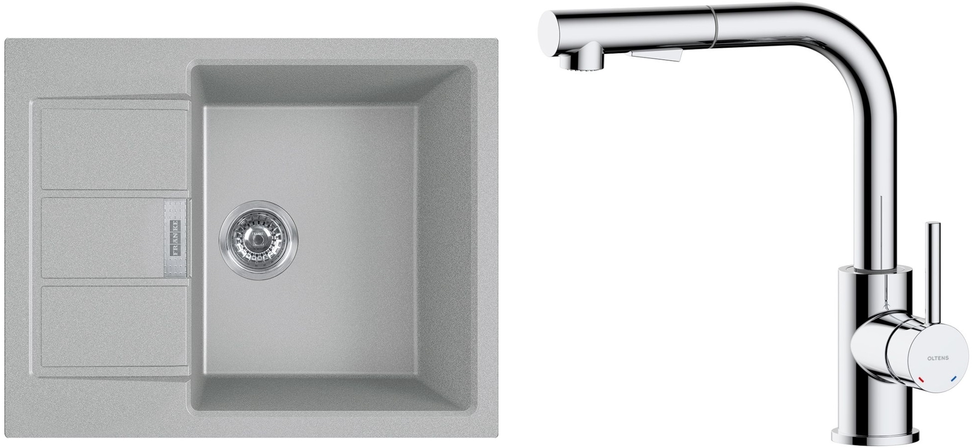 Conjunto fregadero Tectonite Franke Sirius 2.0 143.0618.668, grifo de cocina Oltens Myvat 35205100