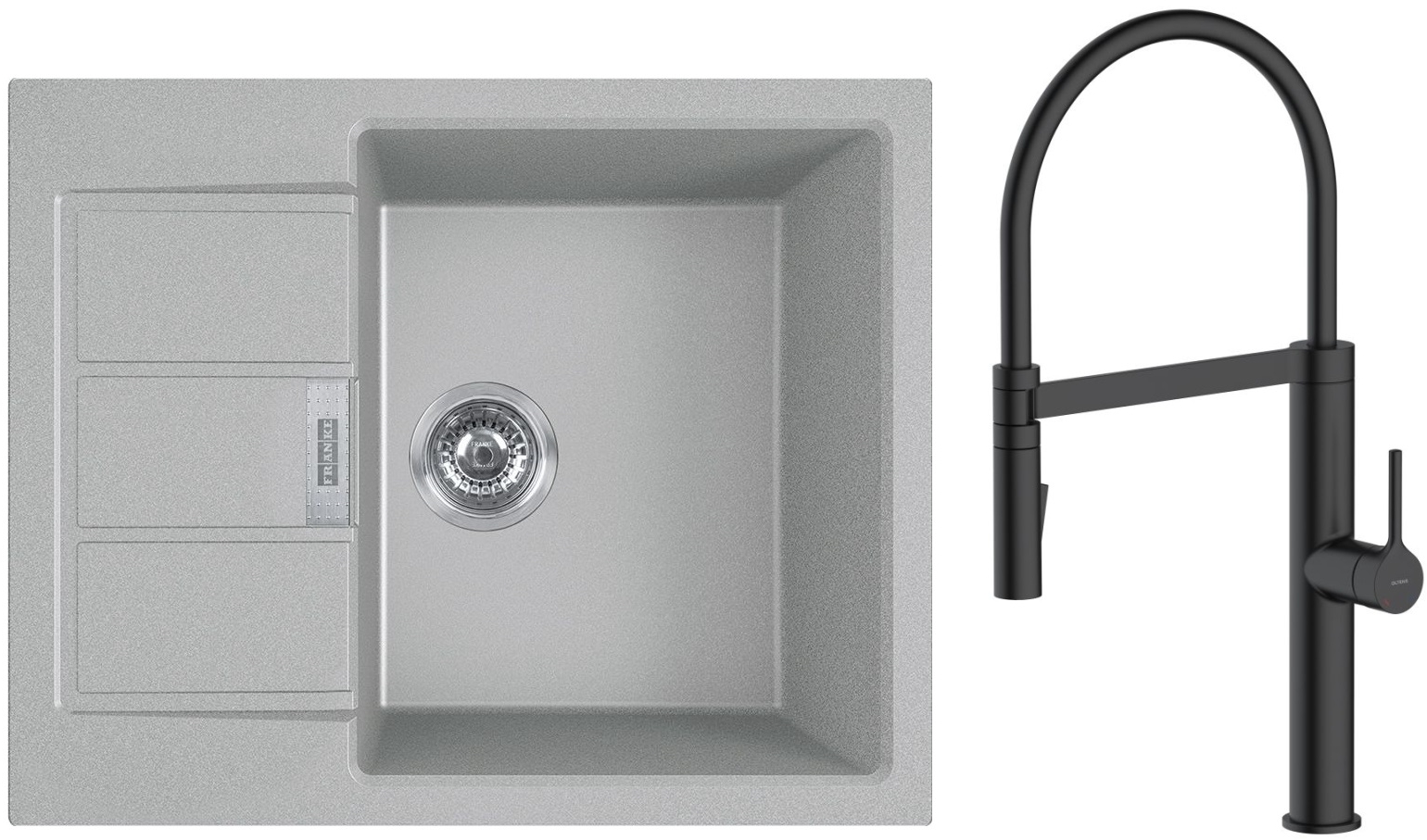 Conjunto grifo de cocina Oltens Borga 35207300, fregadero Tectonite Franke Sirius 2.0 143.0618.668
