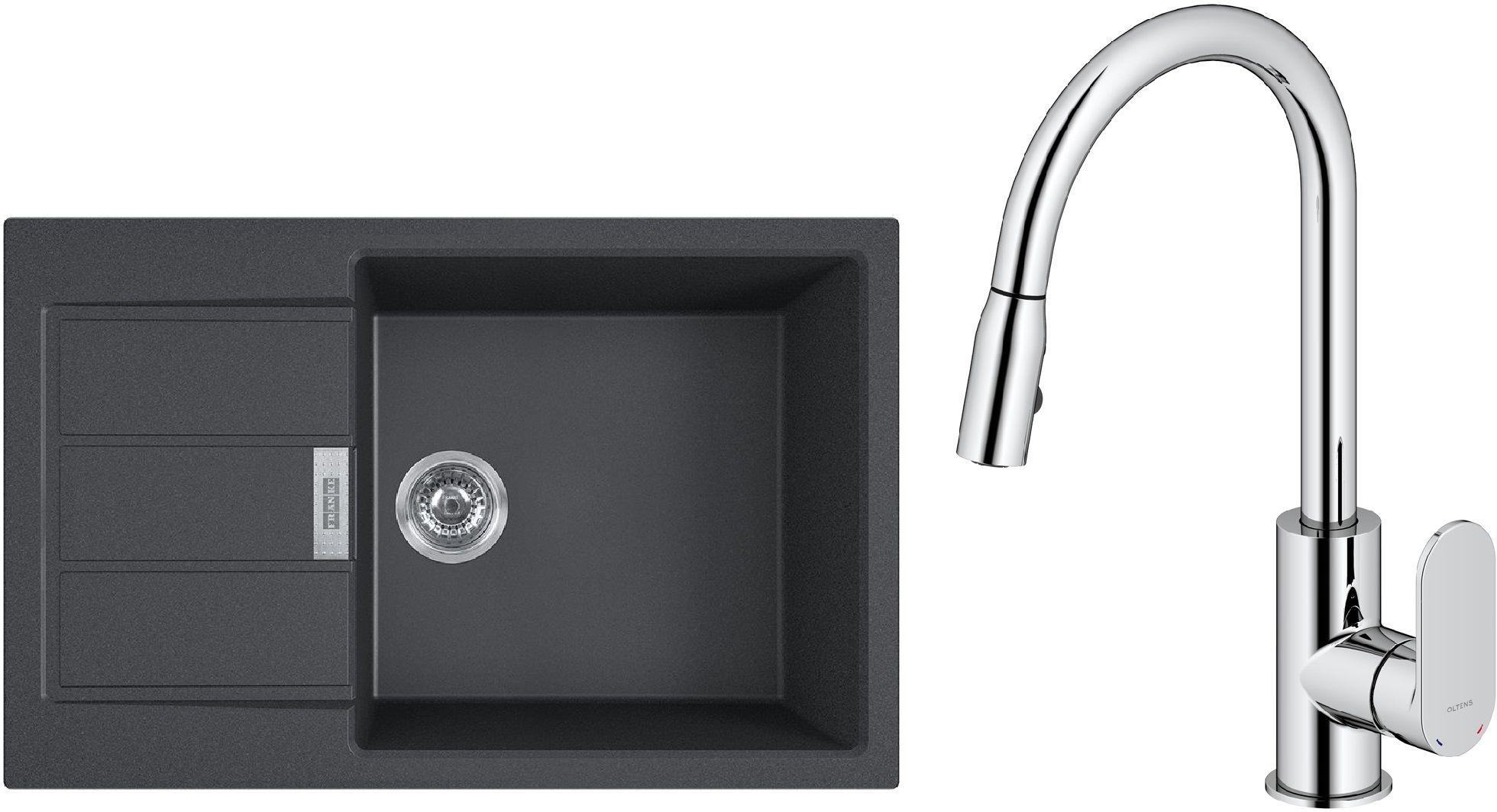 Conjunto fregadero Tectonite Franke Sirius 2.0 143.0618.577, grifo de cocina Oltens Lista 35202100