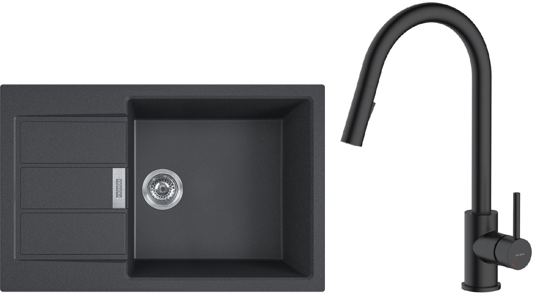 Conjunto fregadero Tectonite Franke Sirius 2.0 143.0618.577, grifo de cocina Oltens Litla 35204300