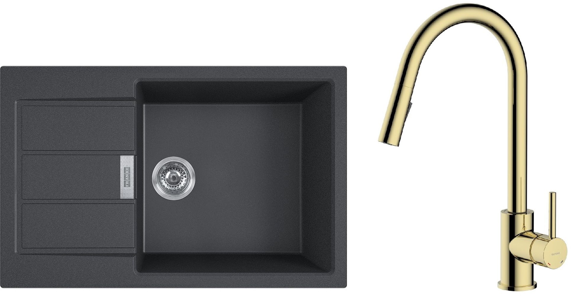 Conjunto grifo de cocina Oltens Litla 35204800, fregadero Tectonite Franke Sirius 2.0 143.0618.577