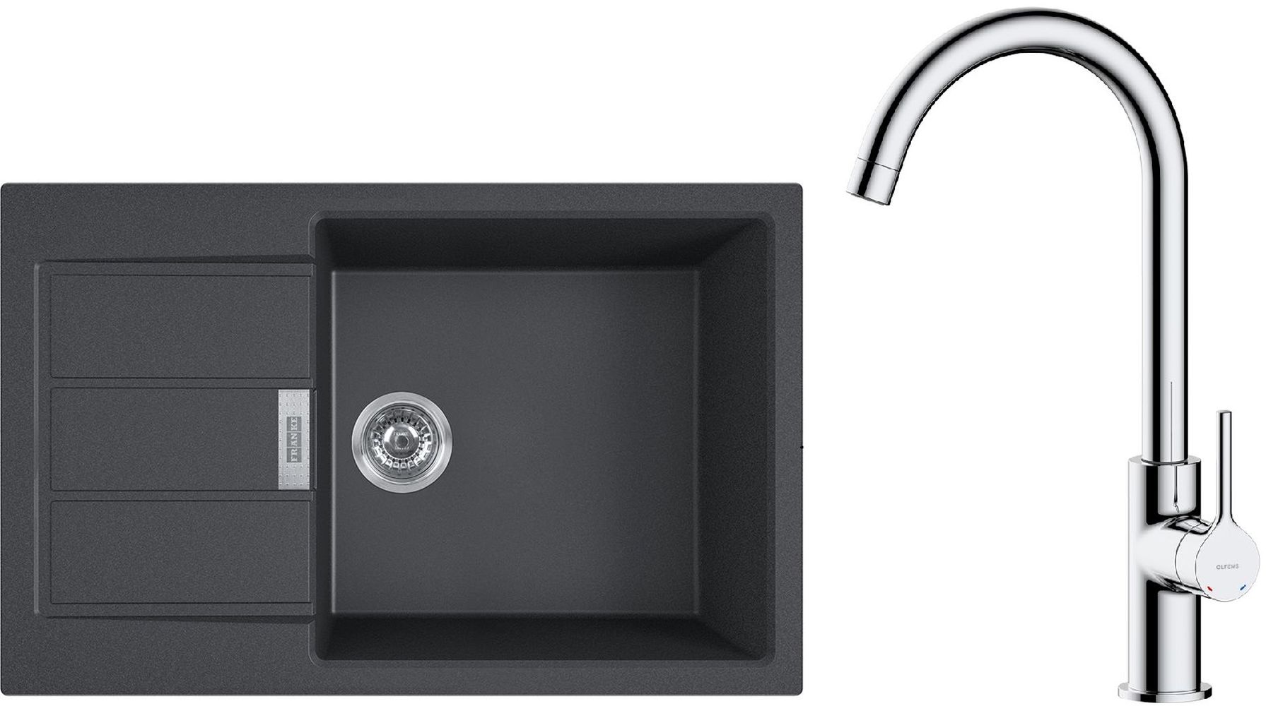 Conjunto fregadero Tectonite Franke Sirius 2.0 143.0618.577, grifo de cocina Oltens Skafta 35206100