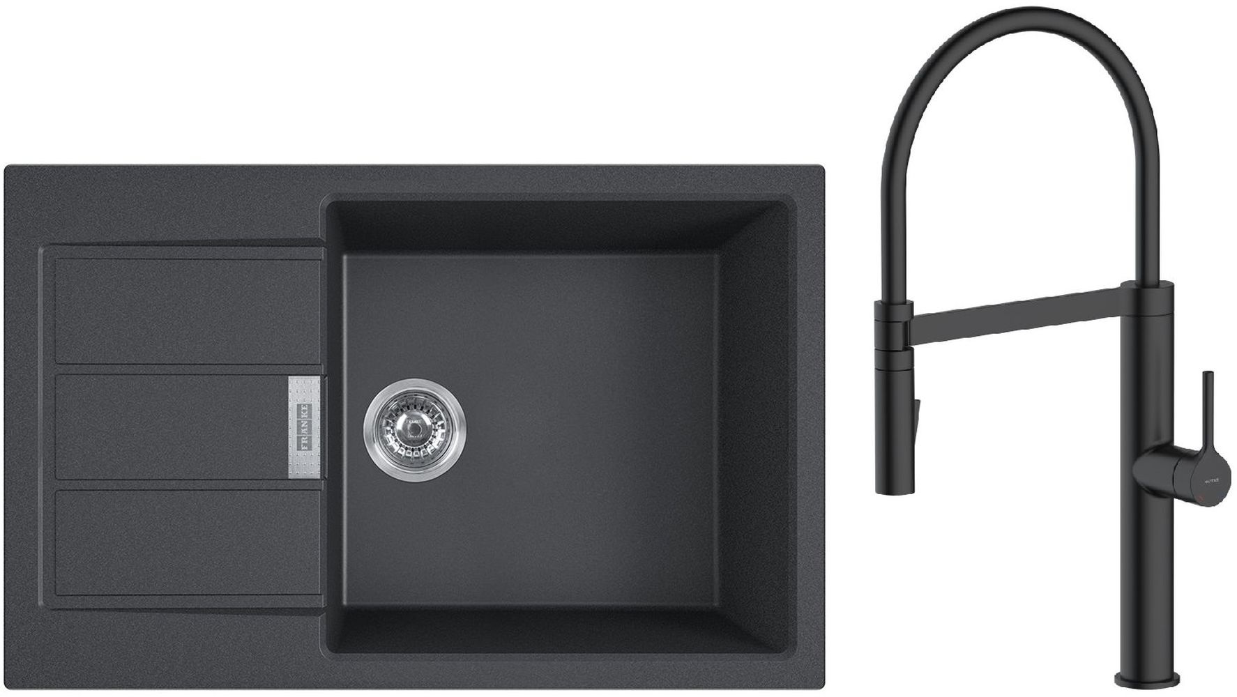 Conjunto grifo de cocina Oltens Borga 35207300, fregadero Tectonite Franke Sirius 2.0 143.0618.577