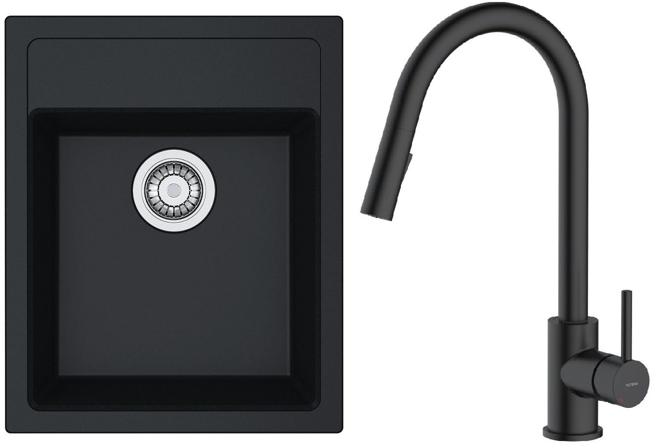 Conjunto grifo de cocina Oltens Litla 35204300, fregadero Tectonite Franke Sirius 114.0496.104